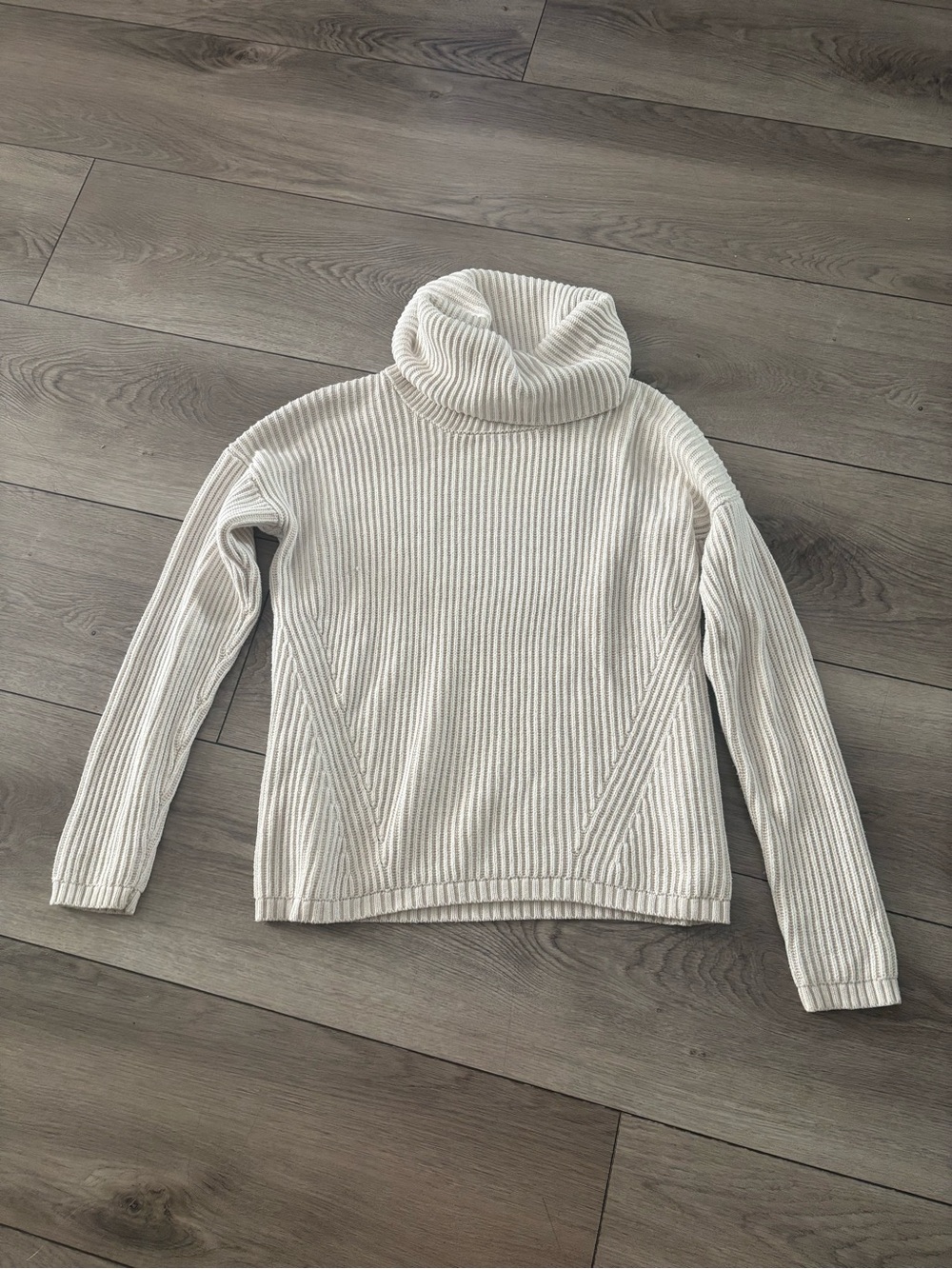 Rachel Zoe Cream Ribbed Turtleneck Sweater